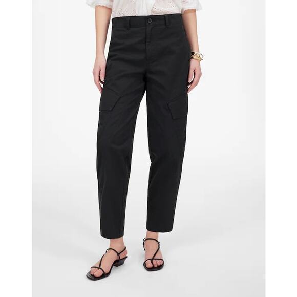 Madewell Pants - NWT Madewell The Barrell-Leg Utility Pant Garment Dyed Twill Jet Black Size 14